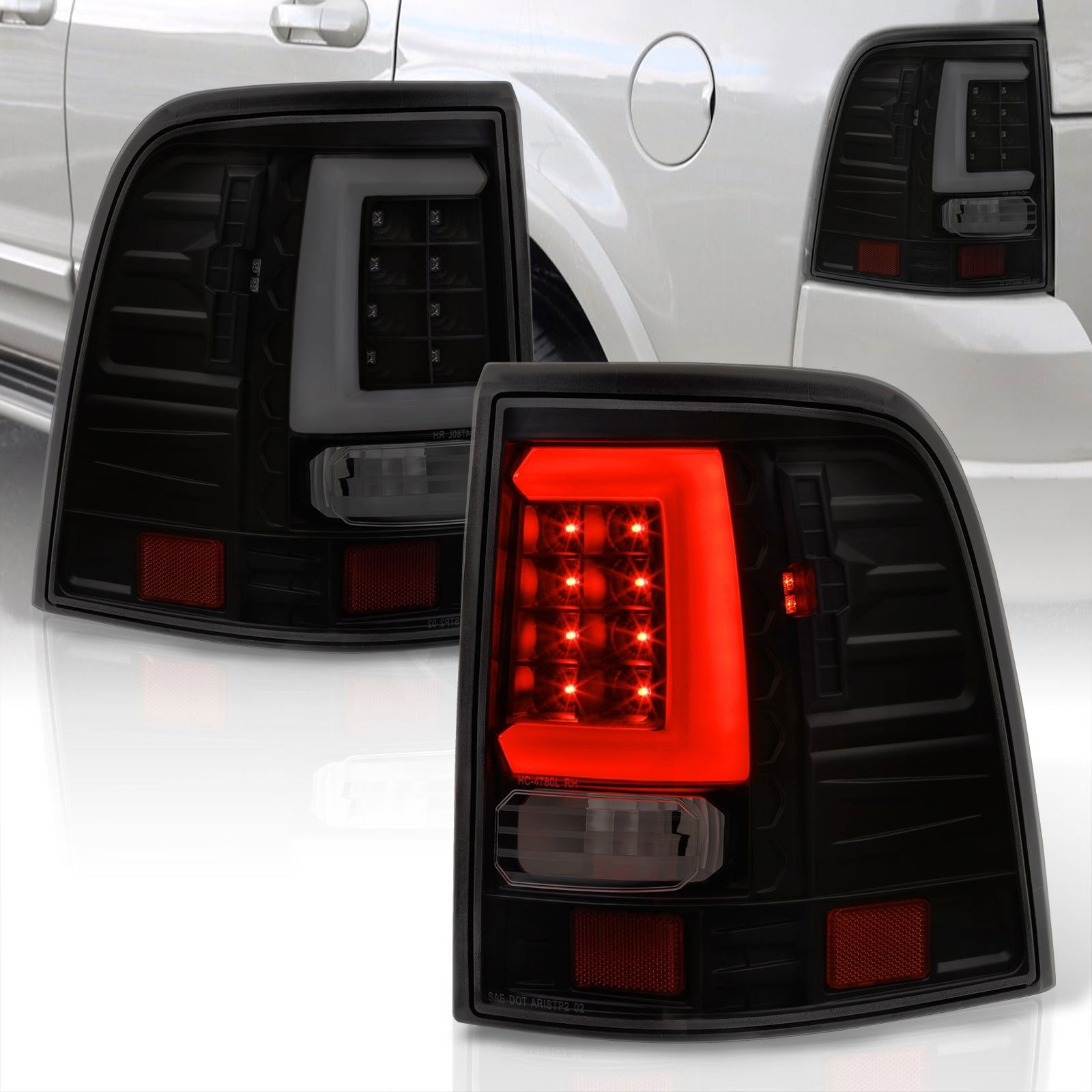 Ford Explorer 2002-2005 LED Bar Tail Lights Black Housing Smoke Len White Tube - Parts Agent