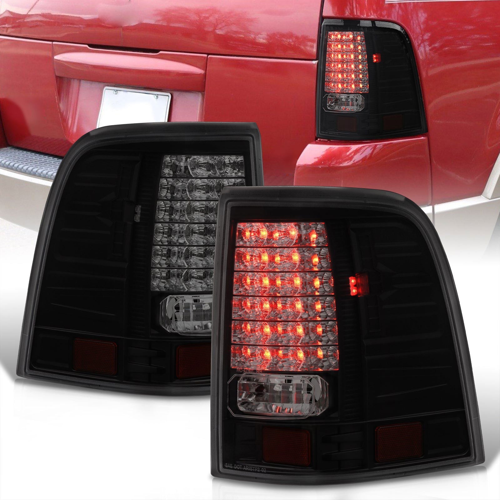 Ford Explorer 2002-2005 LED Tail Lights Black Housing Smoke Len - Parts Agent