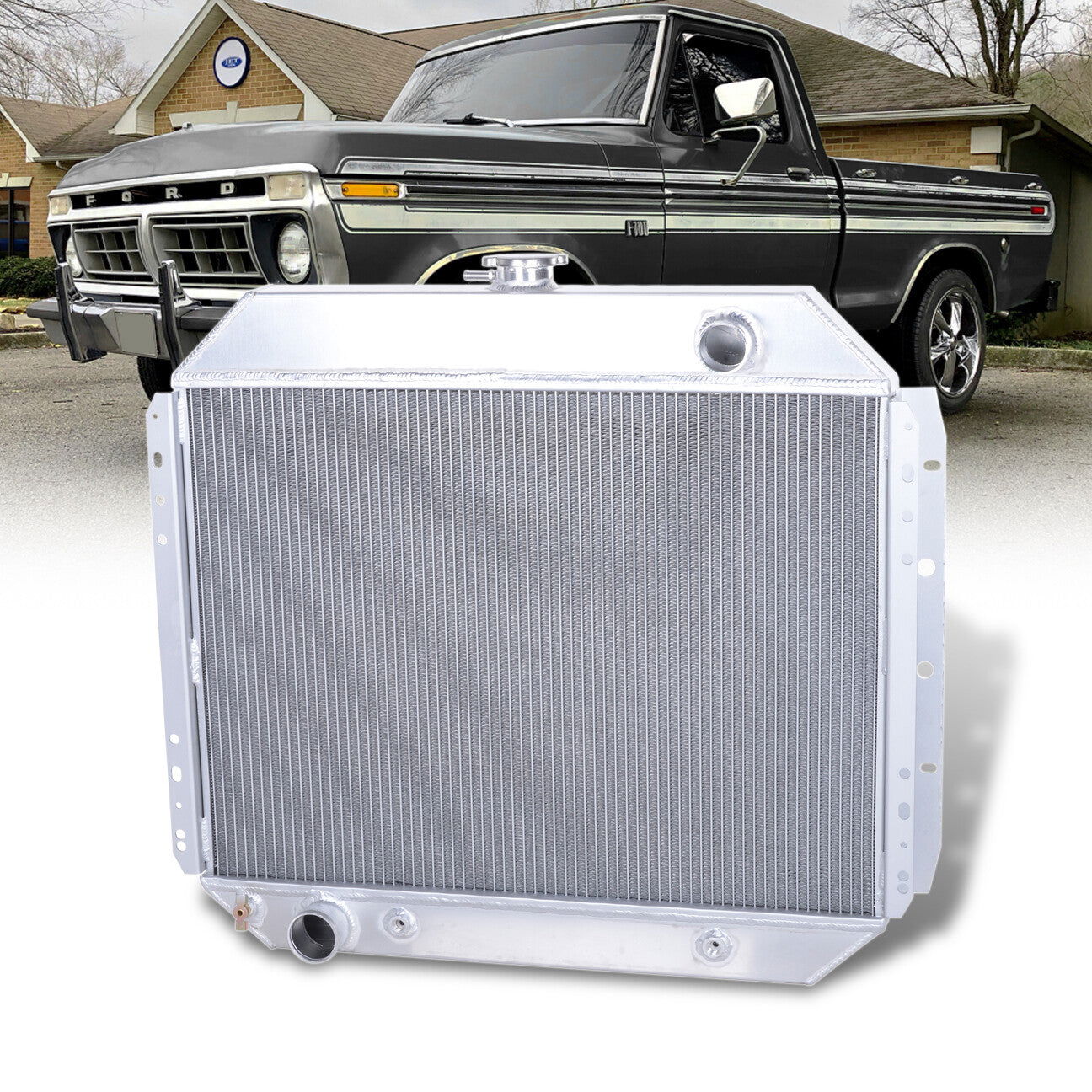 Ford F100 F150 F250 F350 Bronco 1968-1979 Manual Transmission Aluminum Radiator - Parts Agent