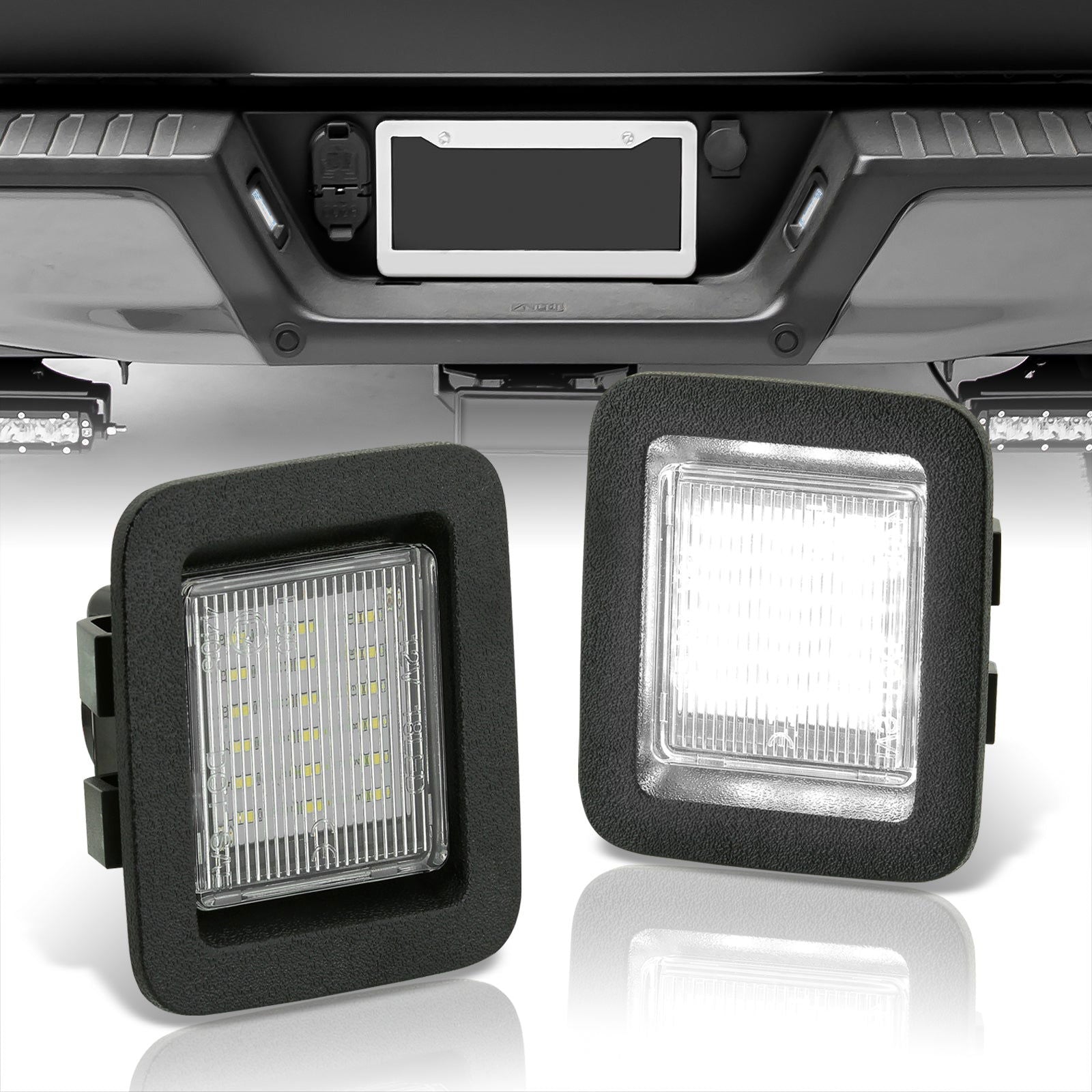 Ford F150 / Raptor 2015-2023 White SMD LED License Plate Lights Clear Len - Parts Agent