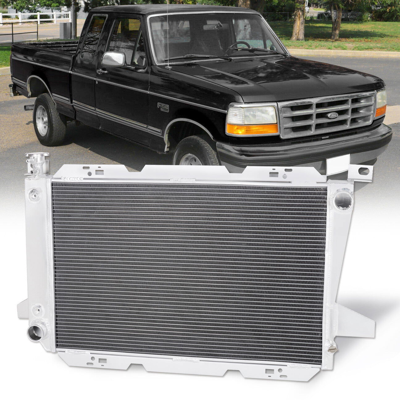 Ford F150 1985-1996 / F250 1985-1996 / Bronco 1985-1996 Manual Transmission Aluminum Radiator - Parts Agent