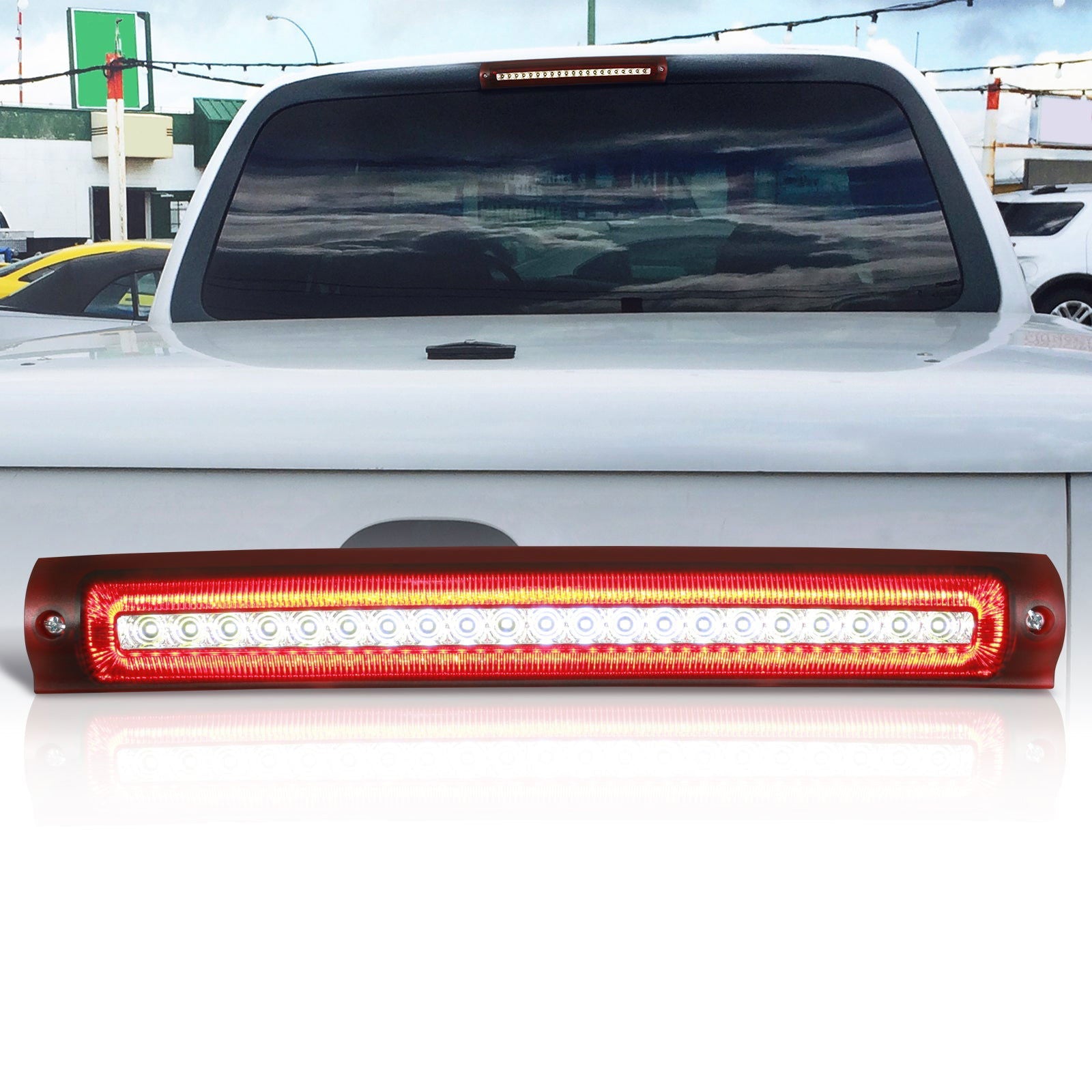 Ford F150 1997-2003 / F250 1997-1999 / Excursion 2000-2005 Strobe LED 3rd Brake Light Chrome Housing Red Len (Version 3) - Parts Agent