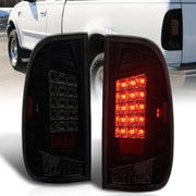 Ford F150 1997-2003 / F250 Light Duty 1997-1999 / F250 F350 F450 F550 Super Duty 1999-2007 LED Tail Lights Black Housing Smoked Len (Styleside Models Only) - Parts Agent