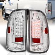 Ford F150 1997-2003 / F250 Light Duty 1997-1999 / F250 F350 F450 F550 Super Duty 1999-2007 LED Tail Lights Chrome Housing Clear Len (Styleside Models Only) - Parts Agent