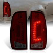 Ford F150 1997-2003 / F250 Light Duty 1997-1999 / F250 F350 F450 F550 Super Duty 1999-2007 LED Tail Lights Chrome Housing Red Smoke Len (Styleside Models Only) - Parts Agent
