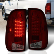 Ford F150 1997-2003 / F250 Light Duty 1997-1999 / F250 F350 F450 F550 Super Duty 1999-2007 LED Tail Lights Chrome Housing Red Smoke Len (Styleside Models Only) - Parts Agent