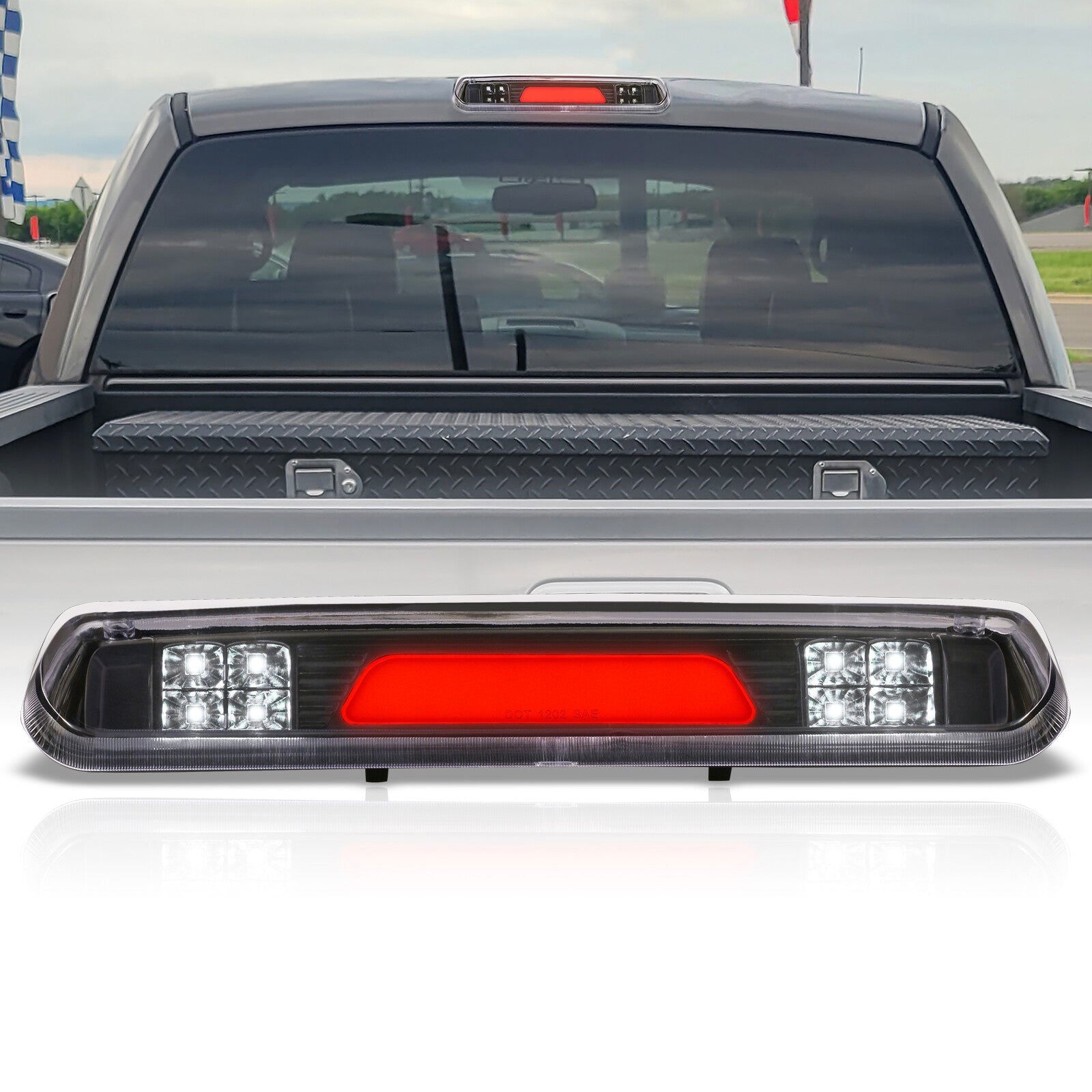 Ford F150 2004-2008 / Explorer Sport Trac 2007-2010 / Lincoln Mark LT 2006-2008 LED Bar 3rd Brake Light Black Housing Clear Len (Version 2) - Parts Agent