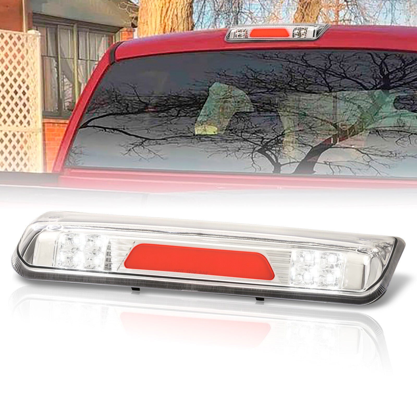 Ford F150 2004-2008 / Explorer Sport Trac 2007-2010 / Lincoln Mark LT 2006-2008 LED Bar 3rd Brake Light Chrome Housing Clear Len (Version 2) - Parts Agent
