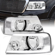 Ford F150 2004-2008 / Lincoln Mark LT 2005-2008 LED DRL Bar Factory Style Headlights Chrome Housing Clear Len Clear Reflector - Parts Agent