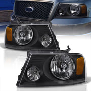 Ford F150 2004-2008 / Lincoln Mark LT 2006-2008 Factory Style Headlights Black Housing Clear Len Amber Reflector - Parts Agent
