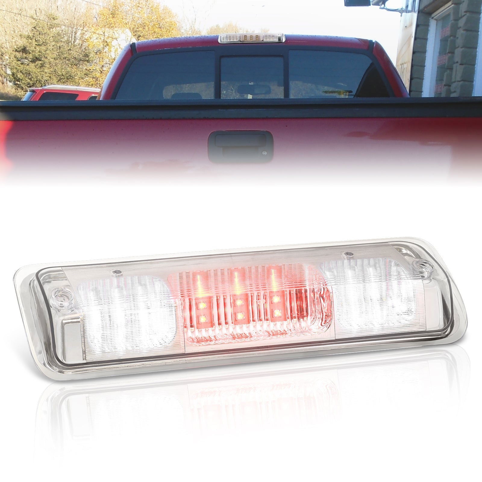Ford F150 2004-2008 / Lobo 2004-2008 / Explorer Sport Trac 2007-2010 / Lincoln Mark LT 2006-2008 LED 3rd Brake Light Chrome Housing Clear Len - Parts Agent