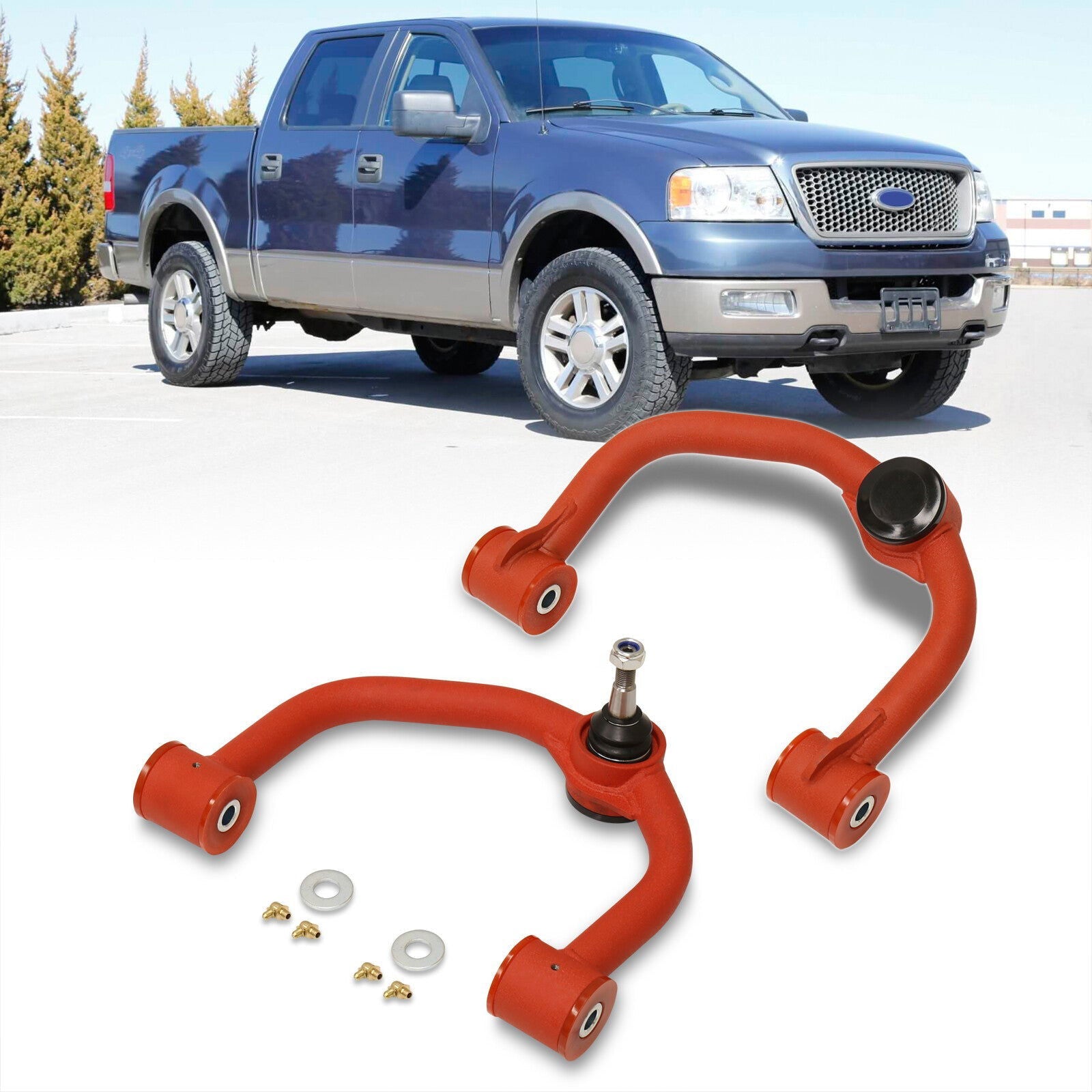 Ford F150 2004-2020 2-4" Lift Front Upper Tubular Control Arms Red - Parts Agent