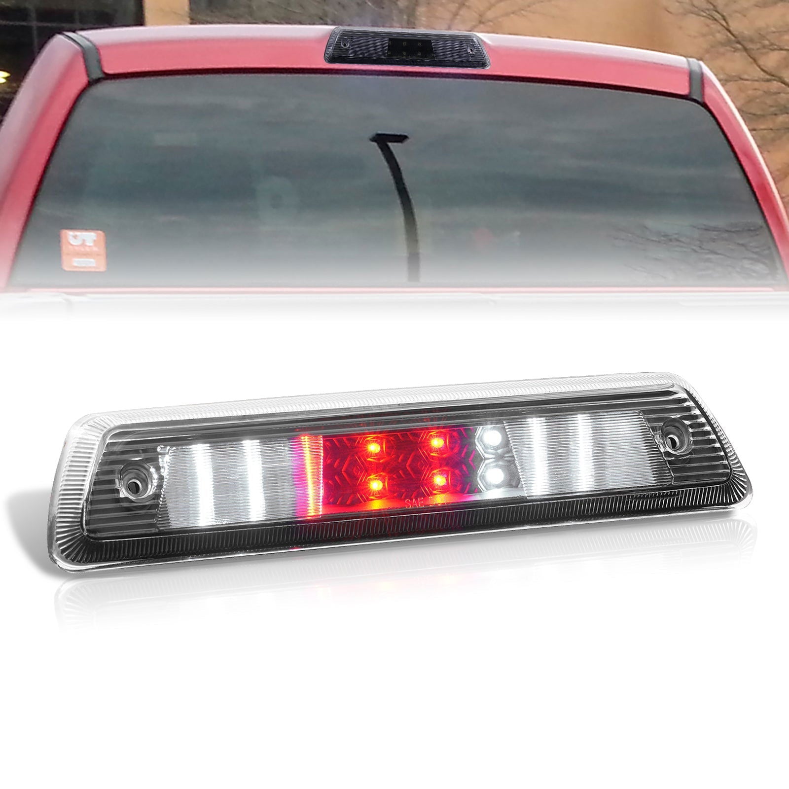Ford F150 2009-2014 / Lincoln Mark LT 2010-2014 LED 3rd Brake Light Black Housing Clear Len - Parts Agent