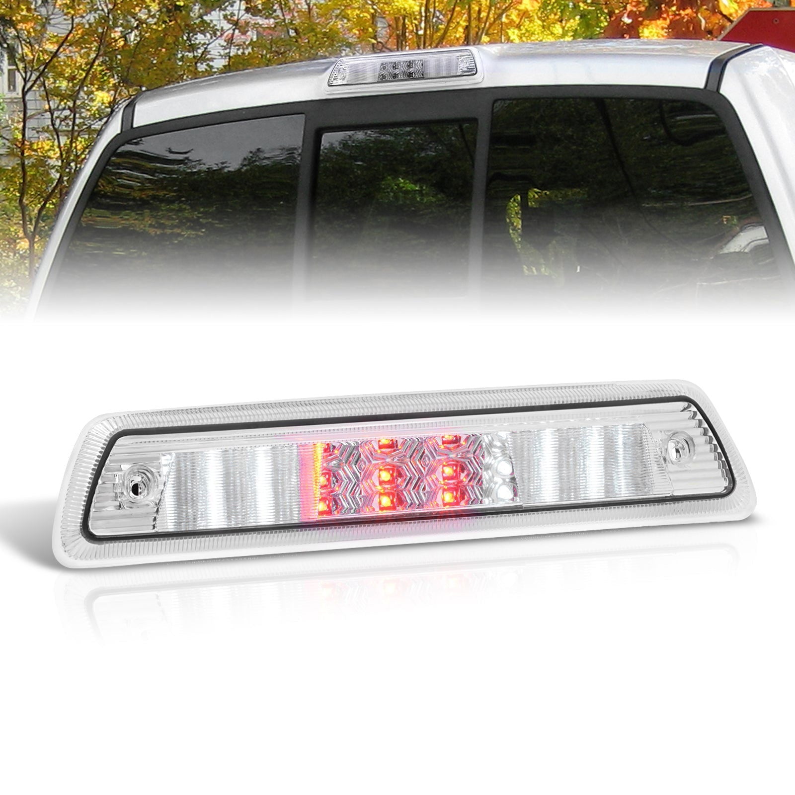 Ford F150 2009-2014 / Lincoln Mark LT 2010-2014 LED 3rd Brake Light Chrome Housing Clear Len - Parts Agent