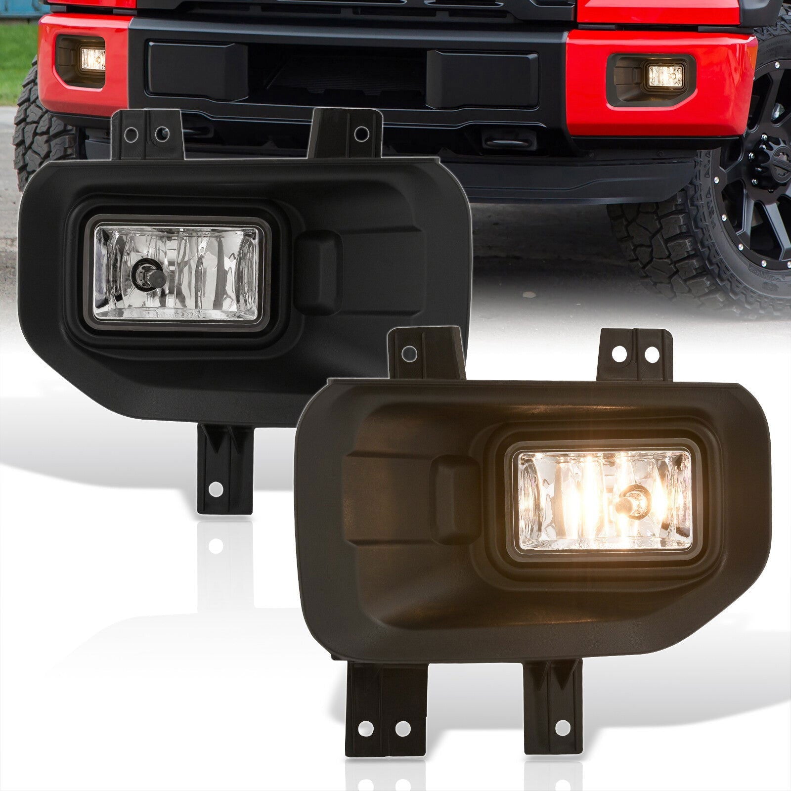 Ford F150 2015-2017 Front Fog Lights Clear Len (Includes Switch & Wiring Harness) - Parts Agent