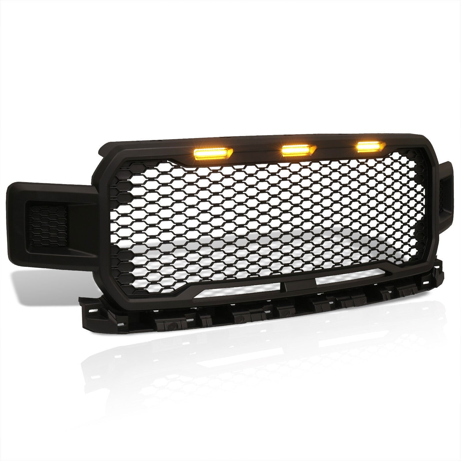 Ford F150 2018-2020 Front Grille Black with Amber LED DRL Running Lights - Parts Agent