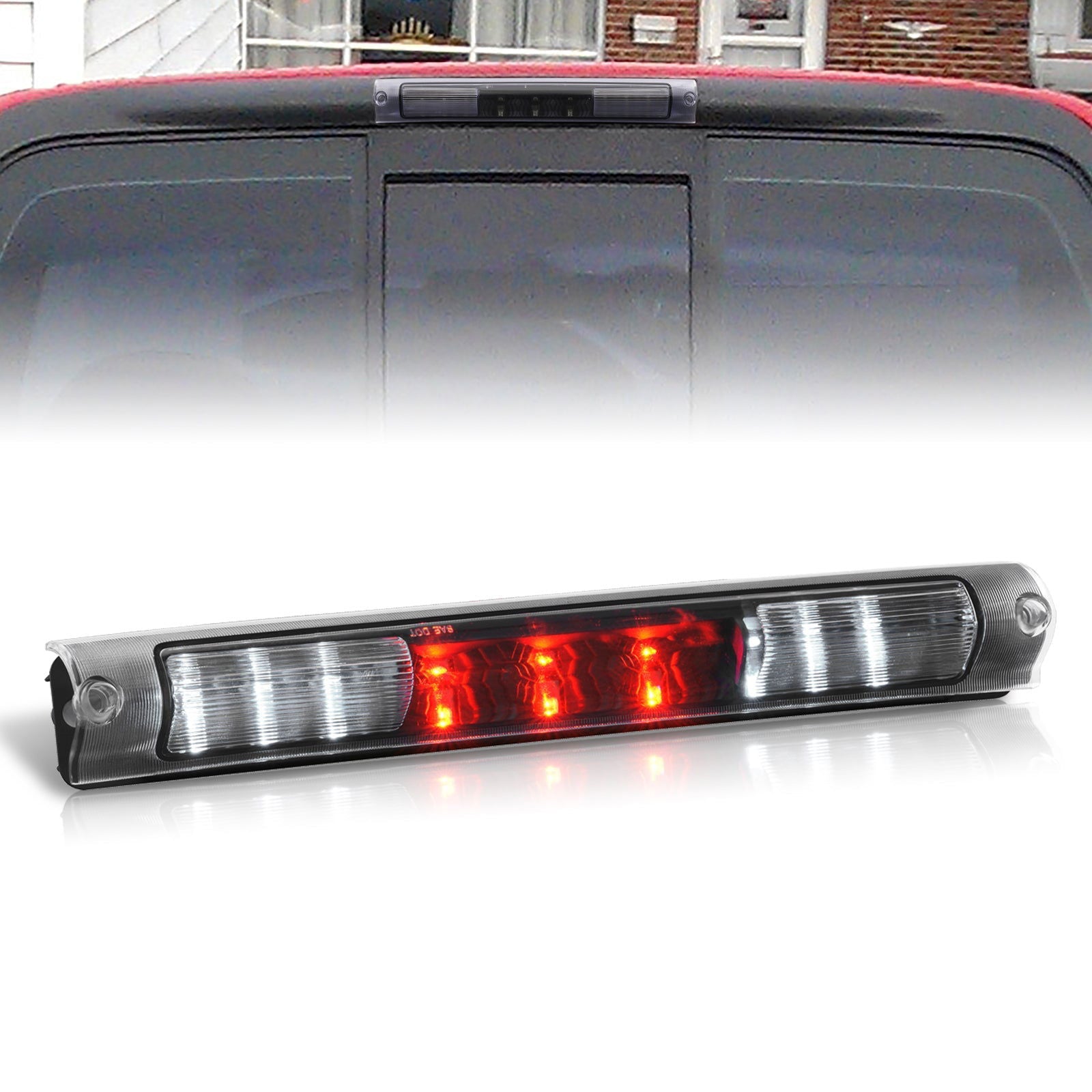 Ford F150 F250 1997-2003 / Excursion 2000-2005 LED 3rd Brake Light Black Housing Clear Len - Parts Agent