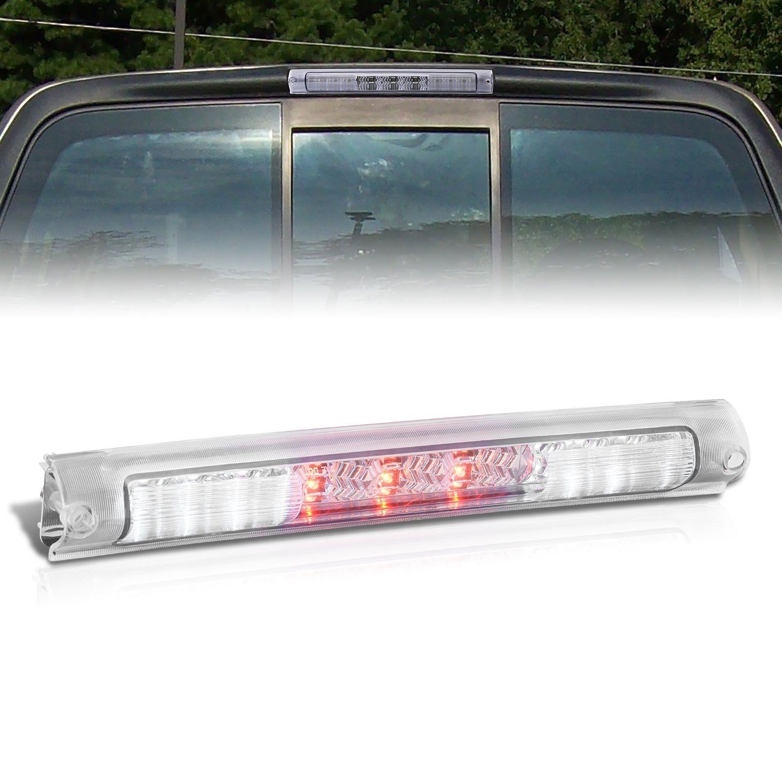 Ford F150 F250 1997-2003 / Excursion 2000-2005 LED 3rd Brake Light Chrome Housing Clear Len - Parts Agent