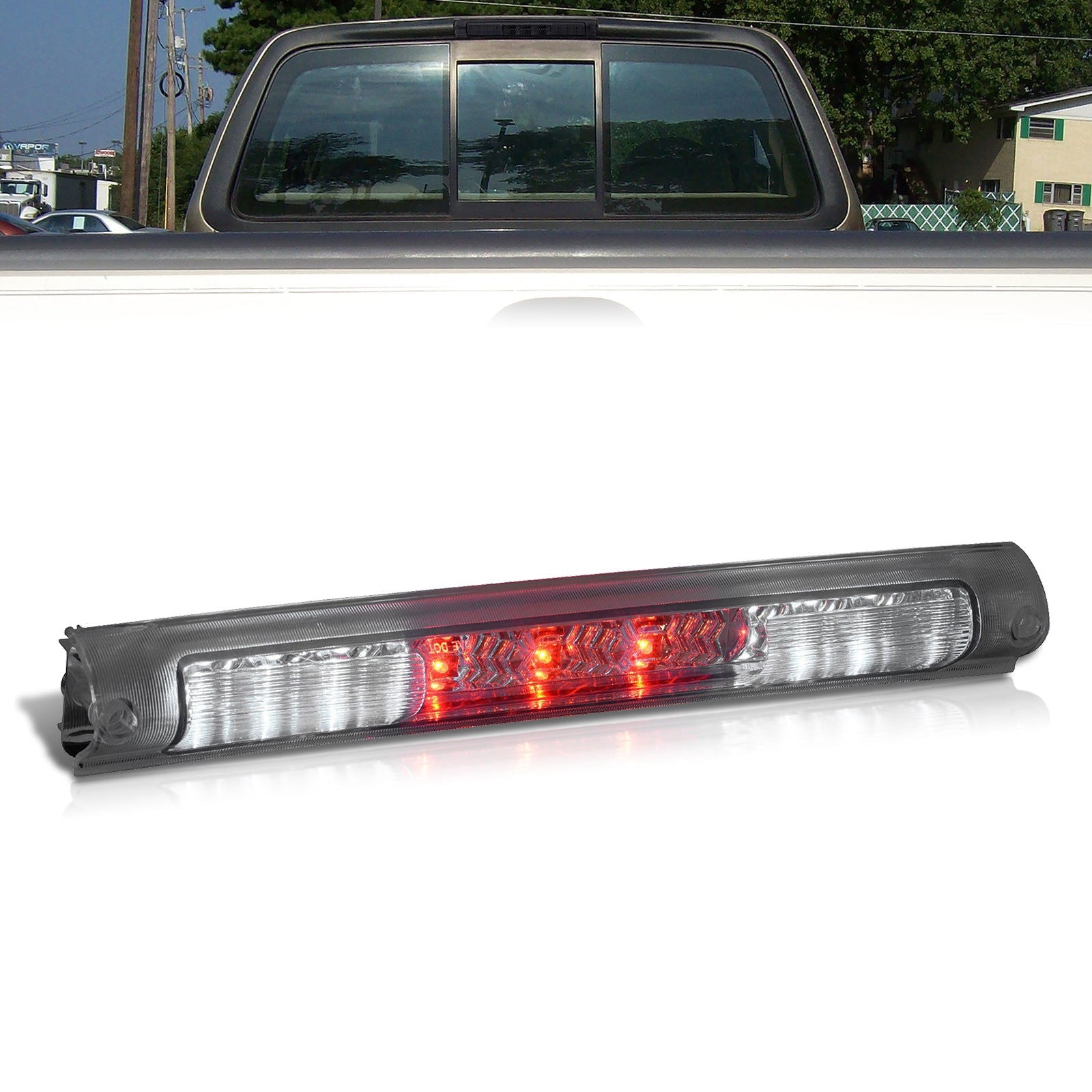 Ford F150 F250 1997-2003 / Excursion 2000-2005 LED 3rd Brake Light Chrome Housing Smoke Len - Parts Agent