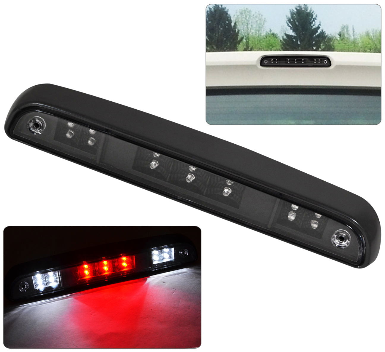 Ford F150 F250 F350 Bronco 1992-1996 LED 3rd Brake Light Black Housing Clear Len - Parts Agent