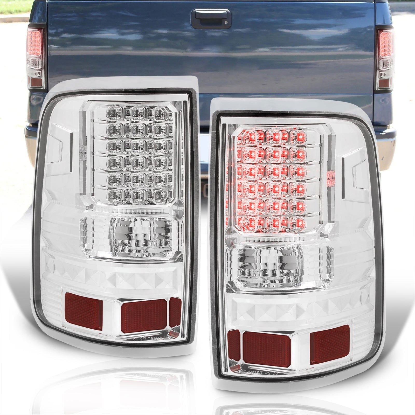 Ford F150 Styleside 2004-2008 LED Tail Lights Chrome Housing Clear Len - Parts Agent