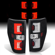 Ford F150 Styleside 2009-2014 LED Bar Tail Lights Black Housing Clear Len White Tube - Parts Agent