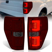 Ford F150 Styleside 2009-2014 LED Bar Tail Lights Chrome Housing Red Smoke Len White Tube - Parts Agent