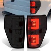 Ford F150 Styleside 2009-2014 LED Bar Tail Lights Chrome Housing Smoke Len White Tube - Parts Agent