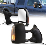 Ford F250 F350 F450 F550 1999-2007 / Excursion 2001-2005 Telescopic Extendable LED Signal Heated Power Towing Mirrors Black - Parts Agent