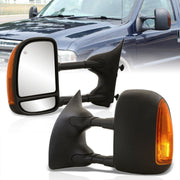 Ford F250 F350 F450 F550 1999-2007 / Excursion 2001-2005 Telescopic Extendable LED Signal Heated Power Towing Mirrors Black - Parts Agent