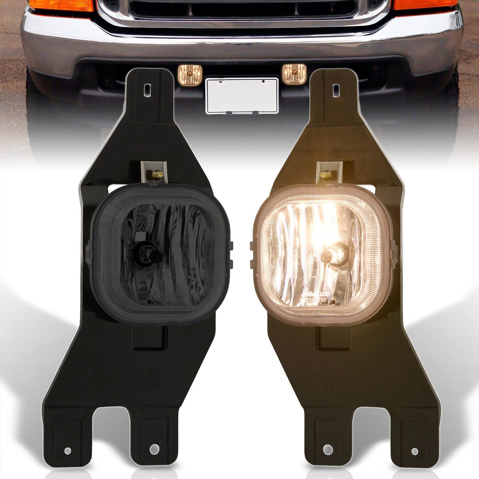 Ford F250 F350 F450 F550 Super Duty 1999-2004 / Excursion 2000-2004 Front Fog Lights Smoked Len (Includes Switch & Wiring Harness) - Parts Agent