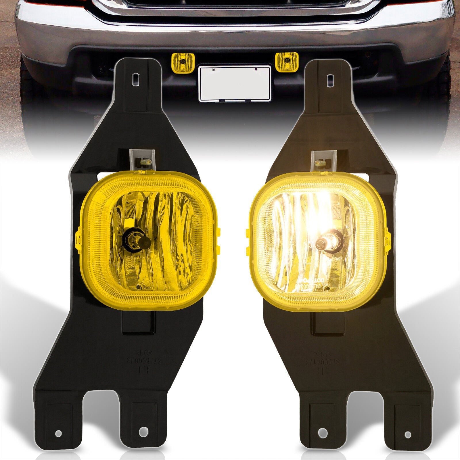 Ford F250 F350 F450 F550 Super Duty 1999-2004 / Excursion 2000-2004 Front Fog Lights Yellow Len (Includes Switch & Wiring Harness) - Parts Agent