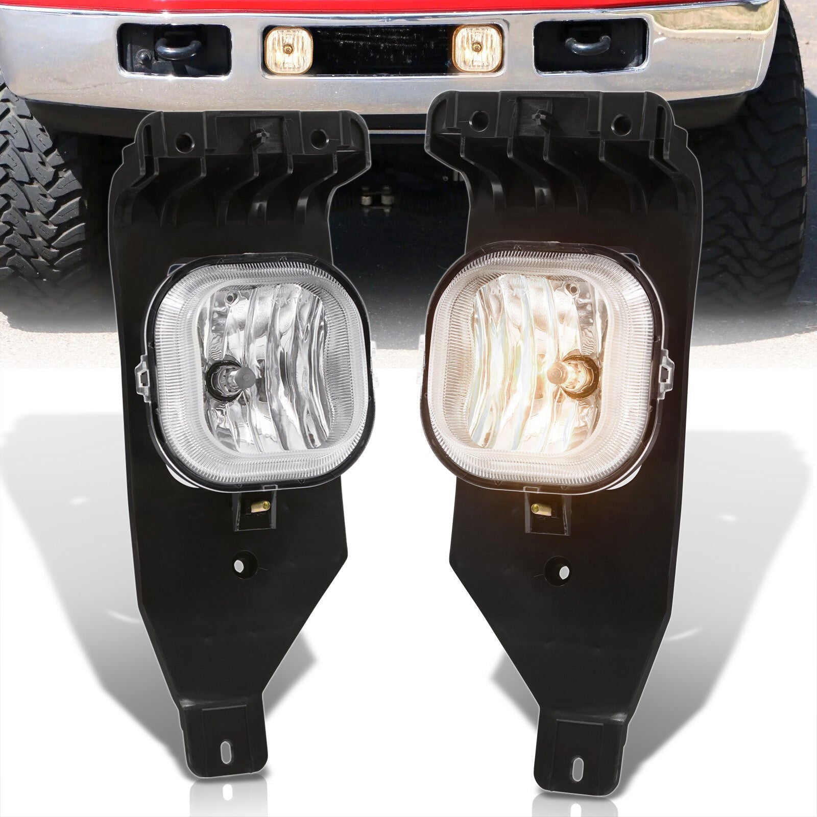 Ford F250 F350 F450 F550 Super Duty 2005-2007 Front Fog Lights Clear Len (No Switch & Wiring Harness) - Parts Agent