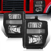 Ford F250 F350 F450 F550 Super Duty 2008-2010 Factory Style Headlights Black Housing Clear Len Clear Reflector - Parts Agent
