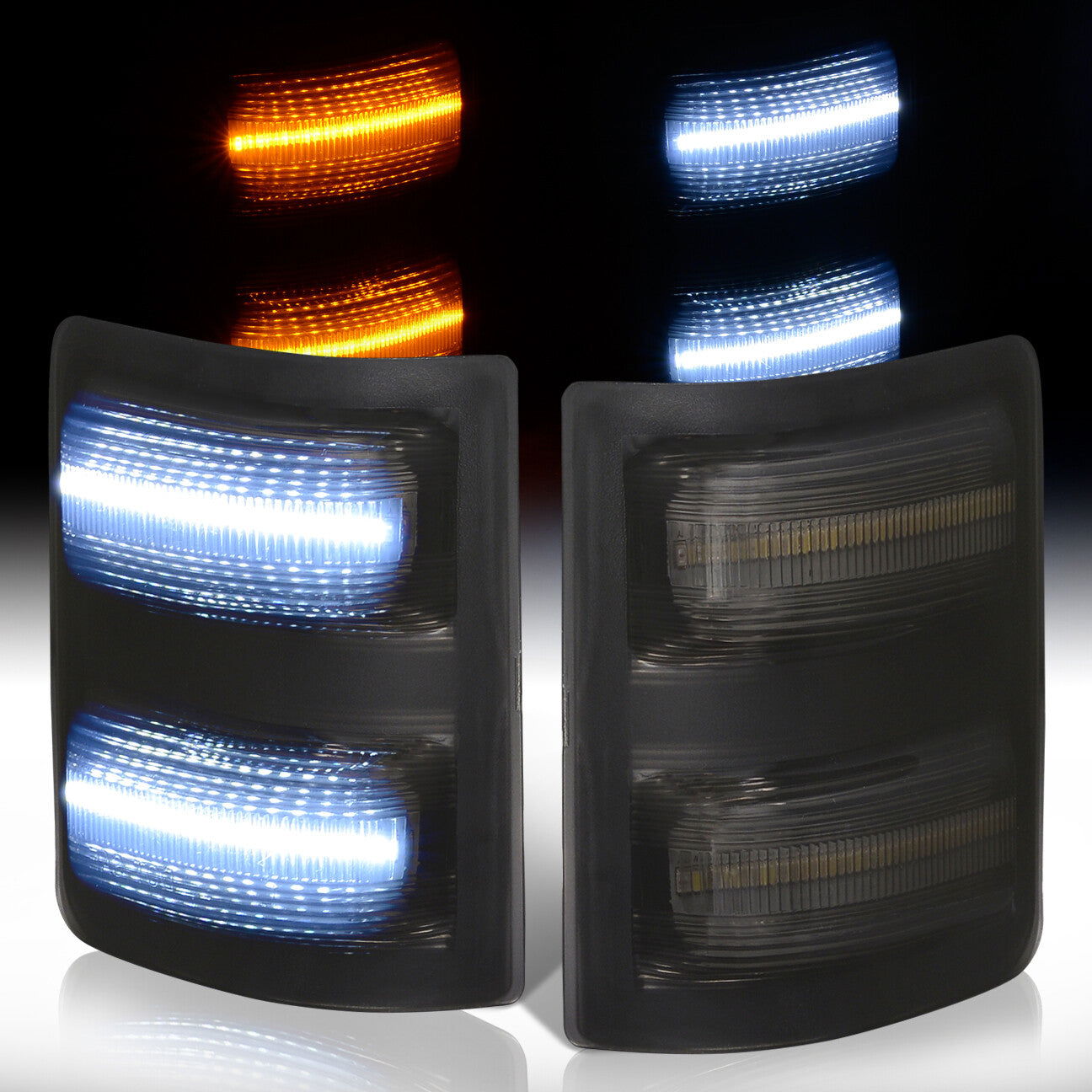 Ford F250 F350 F450 F550 Super Duty 2008-2016 Front 2-in-1 Function LED Side Mirror Signal Marker Lights Smoke Len - Parts Agent