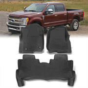 Ford F250 F350 F450 Super Duty Crew Cab 2017-2022 All Weather Guard 3D Floor Mat Liner (Models With Carpet Flooring & Rear Under-Seat Storage) - Parts Agent