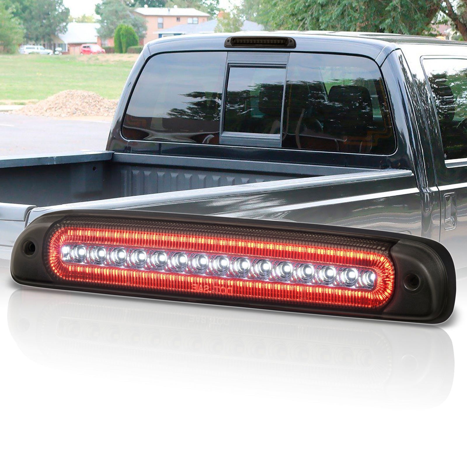 Ford F250 F350 F450 Super Duty Models 1999-2016 / Ford Ranger 1993-2011 / Mazda B2300 B2500 B300 B400 1995-2003 Strobe LED 3rd Brake Light Chrome Housing Smoke Len (Version 3) - Parts Agent