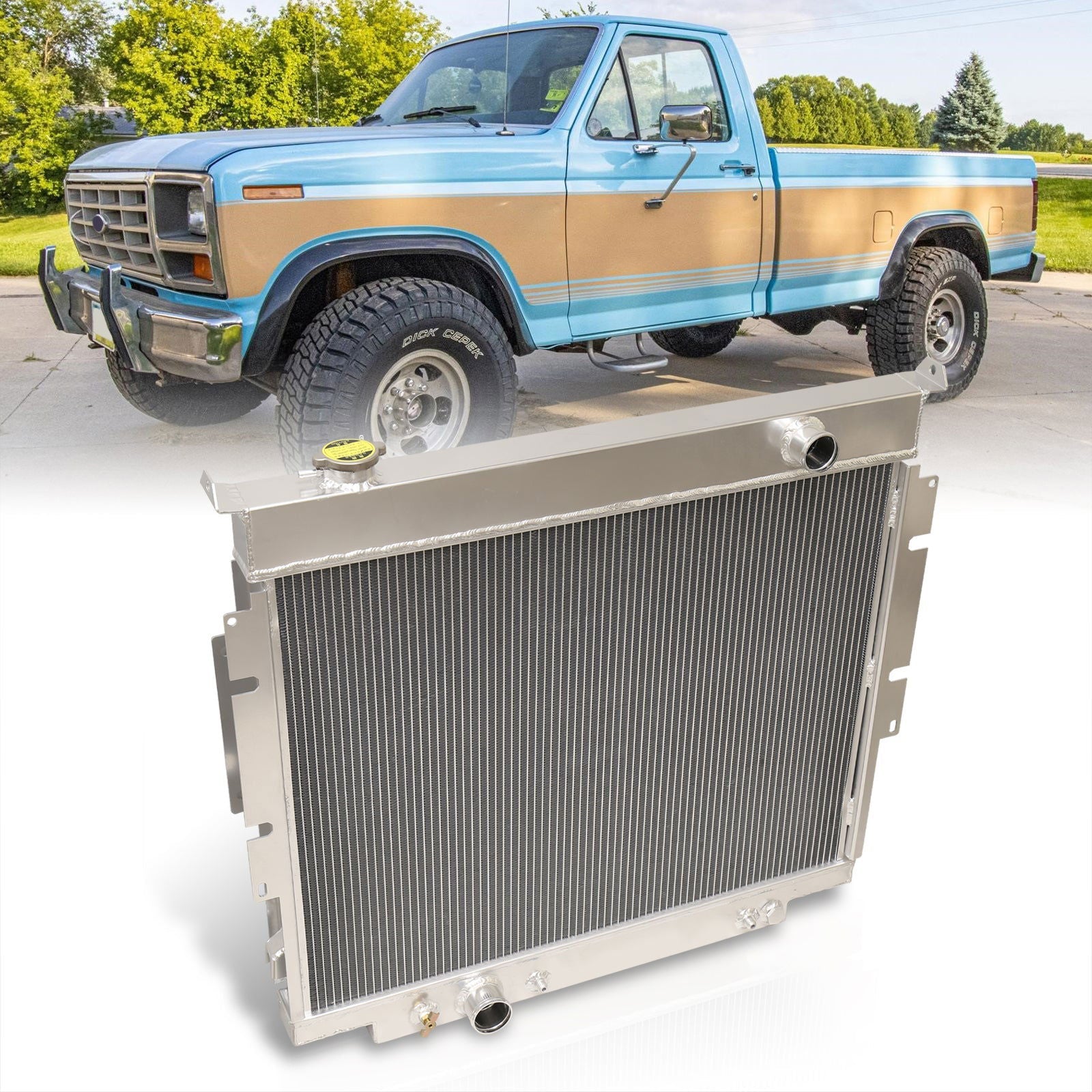 Ford F59 7.3L V8 1988-1994 / F150 6.9L V8 1984 / F250 F350 6.9L V8 1983-1987 / F250 F350 7.3L 1988-1994 Automatic & Manual Transmission Aluminum Radiator - Parts Agent