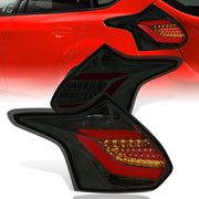 Ford Focus Hatchback 2012-2014 LED Bar Tail Lights Chrome Housing Smoke Len Red Tube - Parts Agent