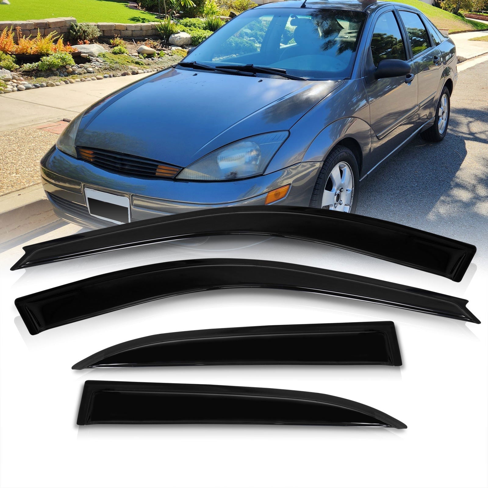 Ford Focus Sedan 2000-2007 4 Door Tape On Window Visors - Parts Agent