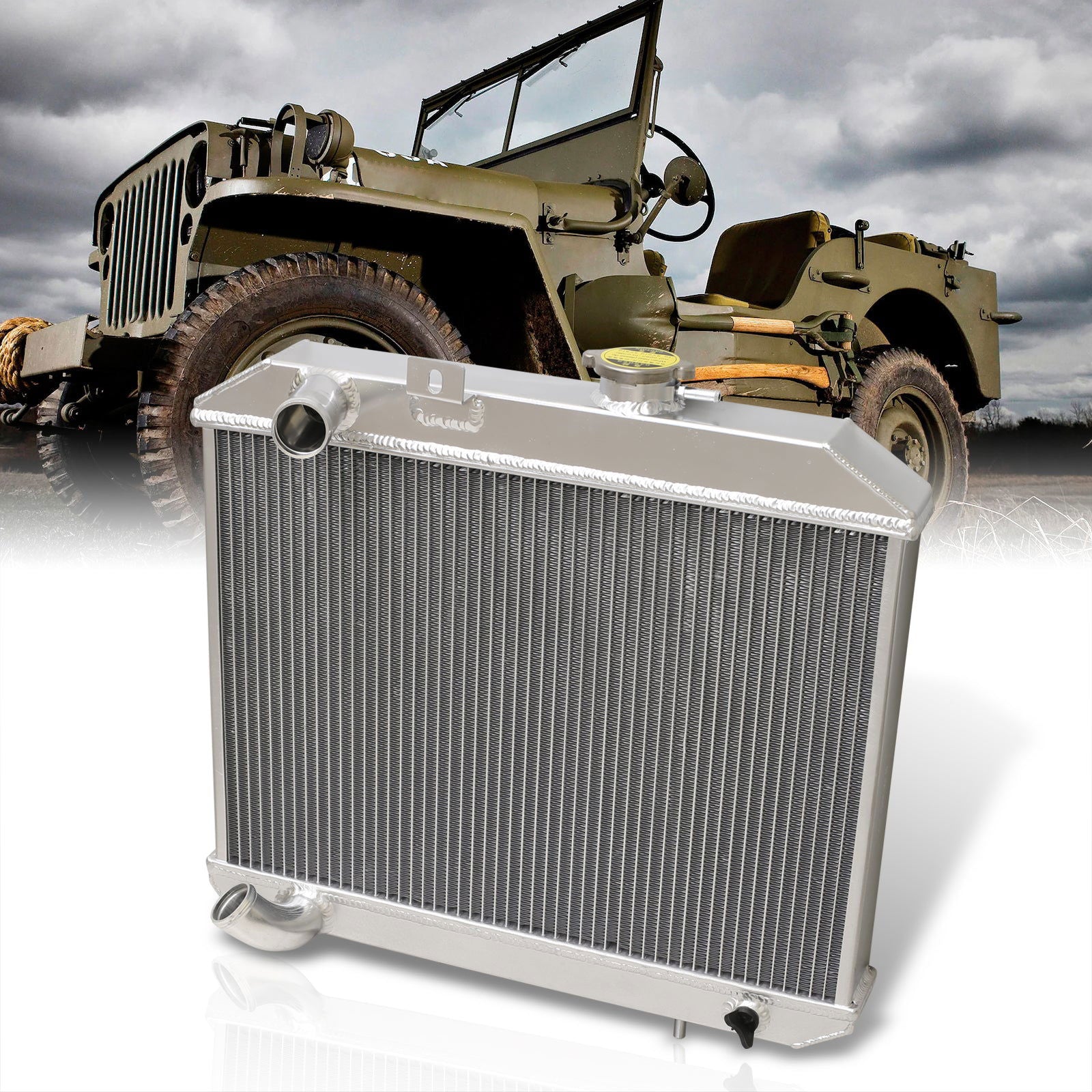 Ford GPW 1941-1952 / Jeep Willys 1941-1952 Manual Transmission Aluminum Radiator - Parts Agent
