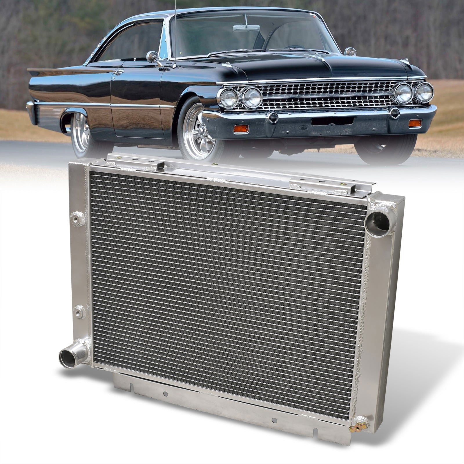 Ford Galaxie V8 1960-1963 Automatic & Manual Transmission Aluminum Radiator - Parts Agent