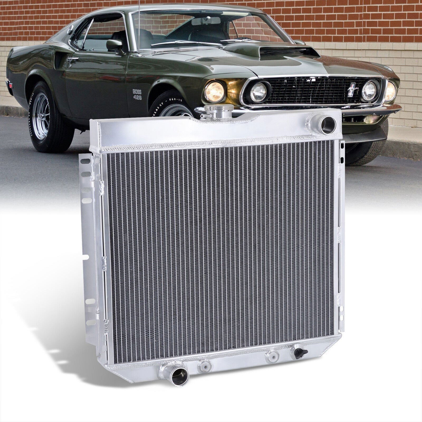 Ford Mustang 1969-1970 / Maverick 1970-1977 / Falcon 1966-1970 / Torino 1968-1969 / Fairlane 1963-1969 4.1L 5.0L Manual Transmission Aluminum Radiator - Parts Agent
