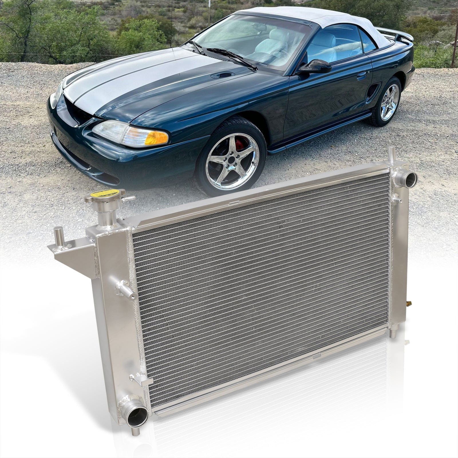 Ford Mustang 1994-1995 V6 3.8L V8 5.0L Manual Transmission Aluminum Radiator - Parts Agent