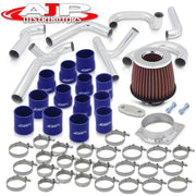Ford Mustang 1994-1997 3.8L V6 Bolt-On Aluminum Polished Piping Kit + Blue Couplers - Parts Agent
