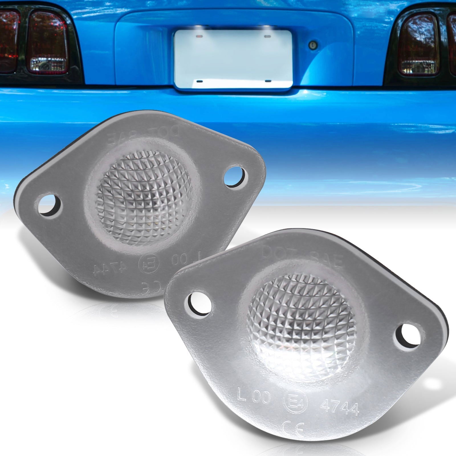 Ford Mustang 1994-2004 White SMD LED License Plate Lights Clear Len - Parts Agent