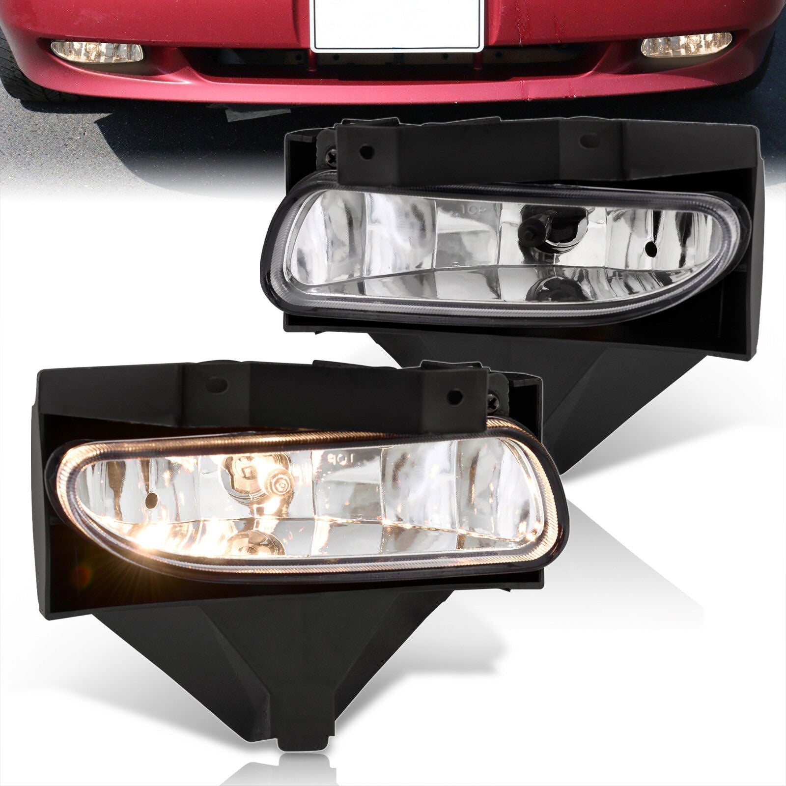 Ford Mustang 1999-2004 Front Fog Lights Clear Len (No Switch & Wiring Harness) - Parts Agent