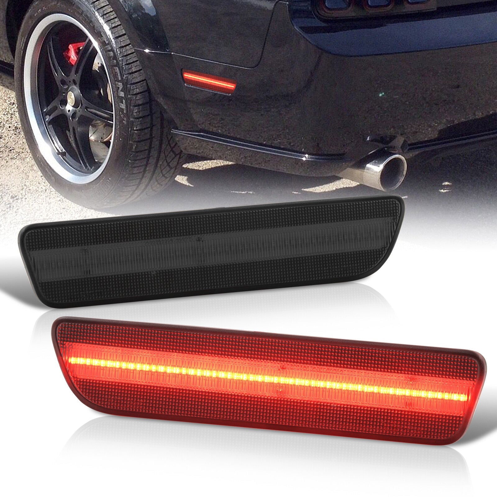 Ford Mustang 2005-2009 Rear Red LED Side Marker Smoke Len - Parts Agent