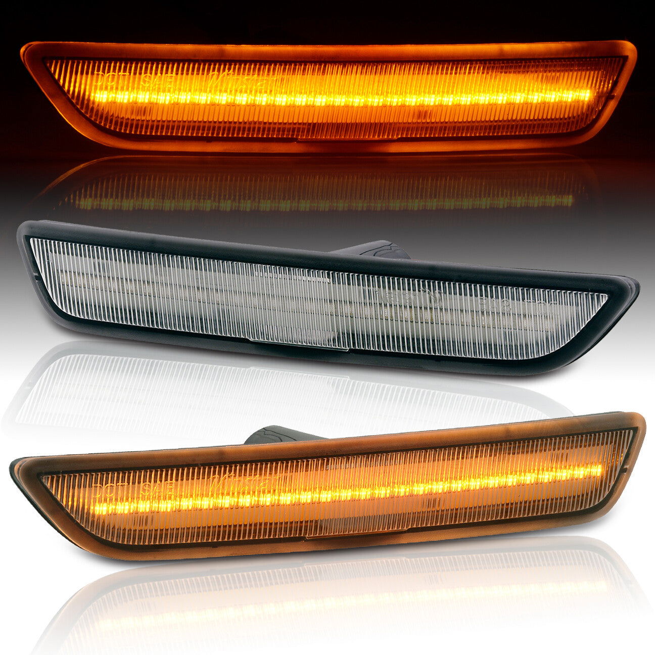 Ford Mustang 2010-2014 Front Amber LED Side Marker Clear Len - Parts Agent