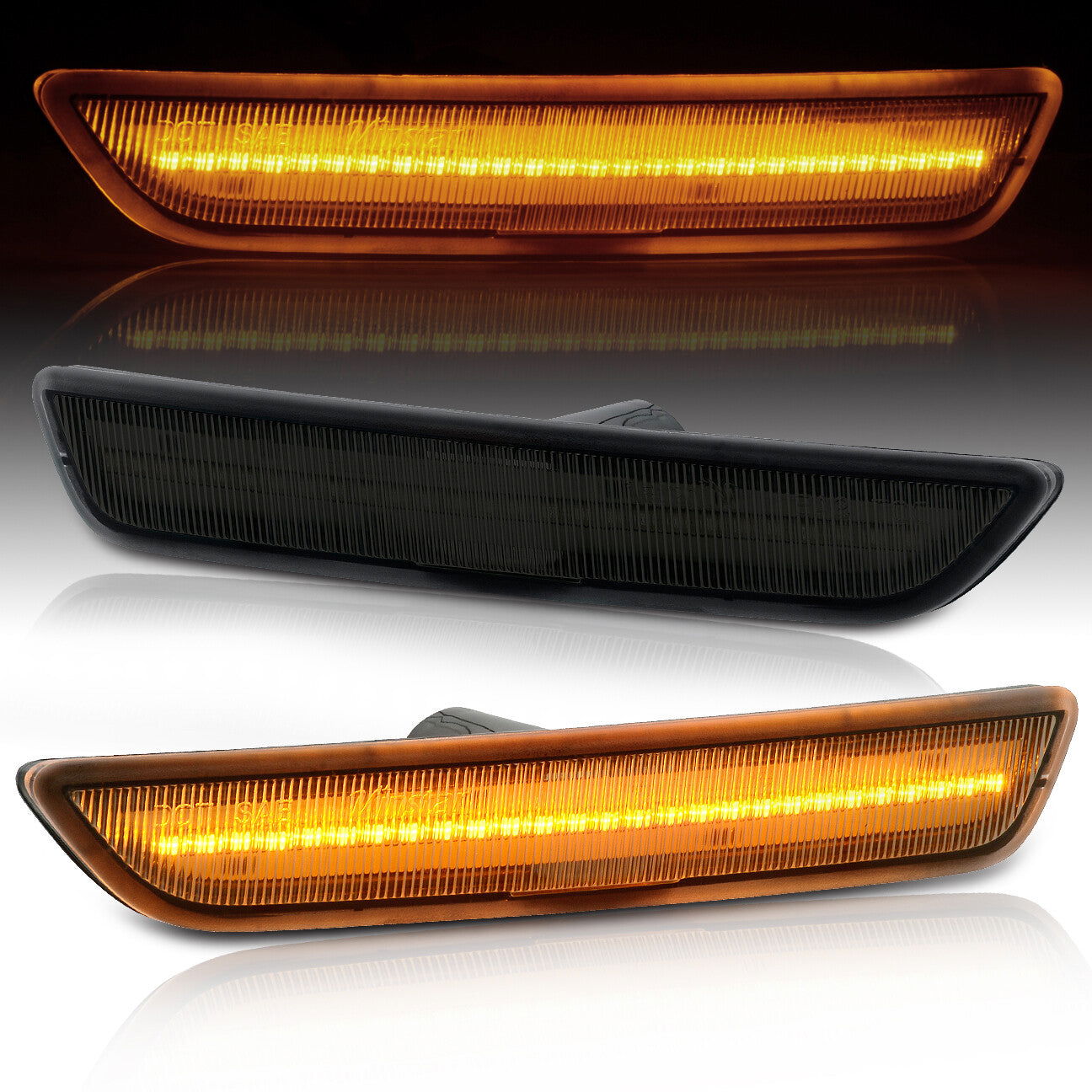 Ford Mustang 2010-2014 Front Amber LED Side Marker Smoke Len - Parts Agent